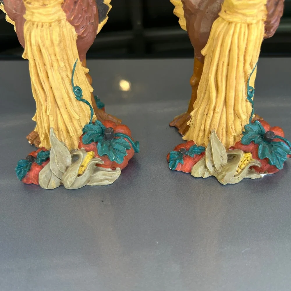 Rare Turkey Candle Holder Set Fall Harvest festive vintage holiday decor